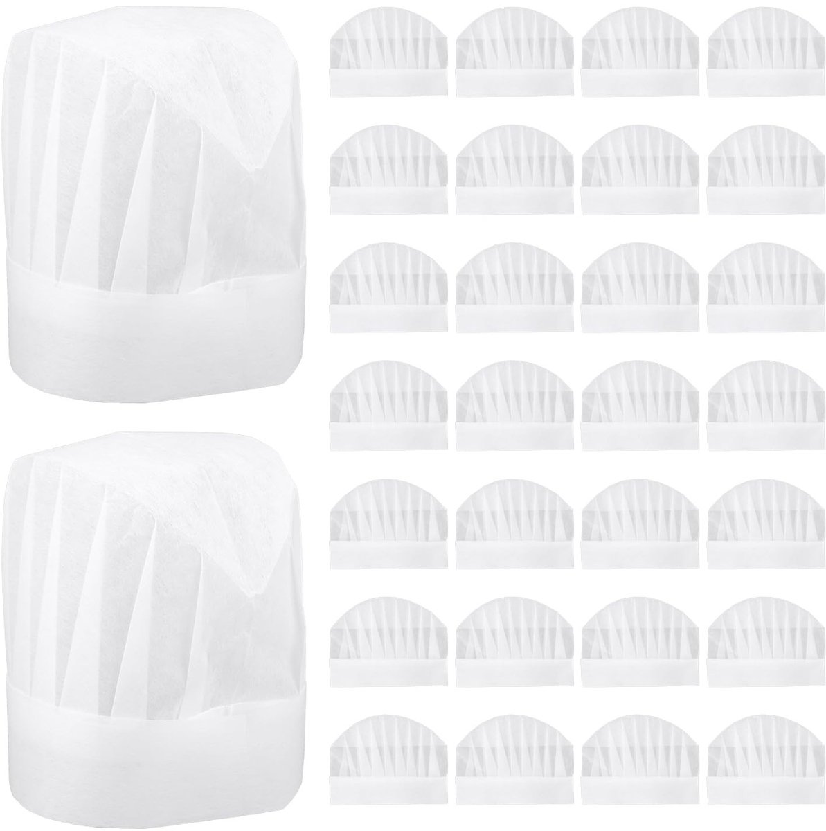 Dailygoods - Dailygoody - Koksmutsen voor Kinderen - Wegwerp Koksmutsen - Ideaal voor Feestjes - Wit - Ademende Kookmuts - 30 Stuks - Geschikt voor Kinderen