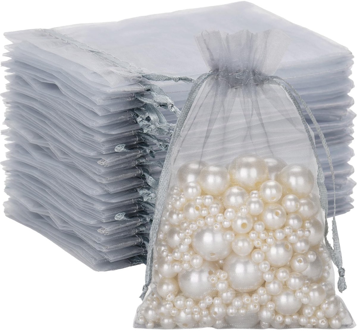 Dailygoods - Dailygoody - Organza zakjes - Geschenken verpakken - Zilvergrijs - Snoepzakjes - Sieraden cadeauzakjes - Geschikt voor bruiloften en feesten