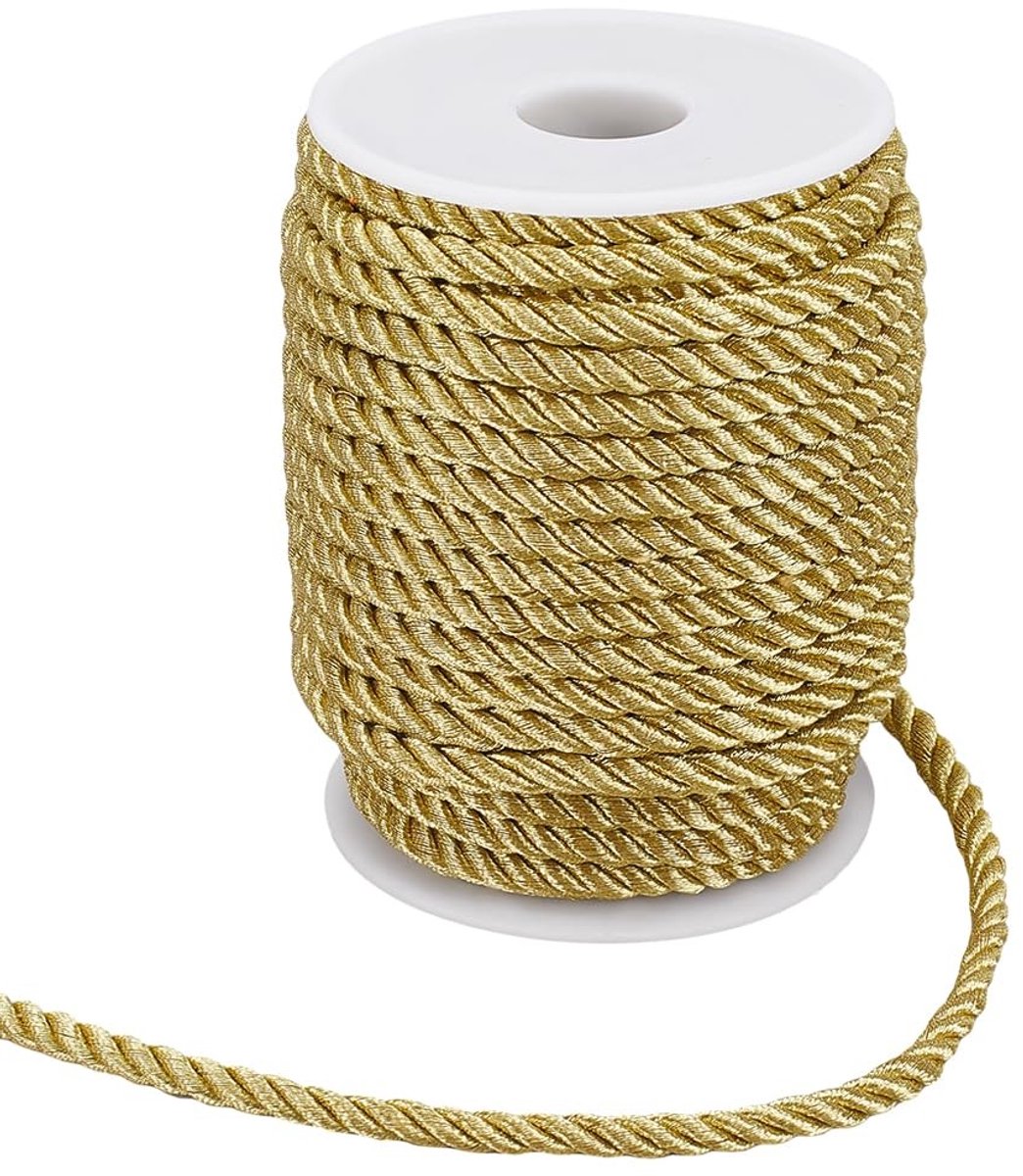Dailygoods - Dailygoody - Gedraaid Koord - Decoratief Touw - 60 Voet - Goud - DIY Handwerk - Tuin Decoratie - Geschikt voor Woondecoratie - 6 Mm