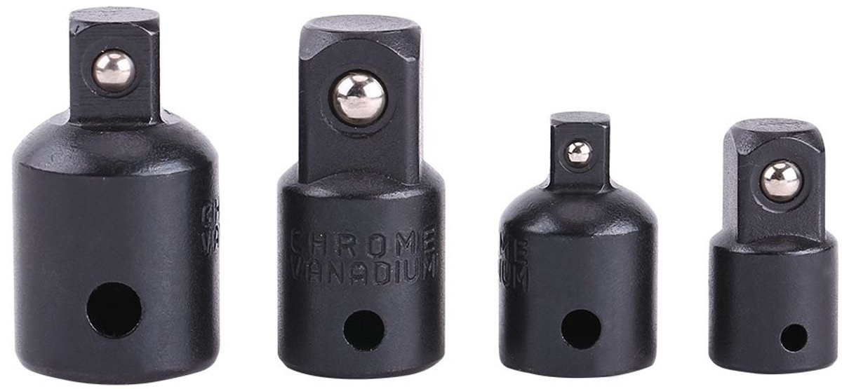 Dailygoods - Dailygoody - Socket Adapters Set - 4-delige adapterset - Duurzaam en corrosiebestendig - Geschikt voor verschillende maten - Perfect voor klussen
