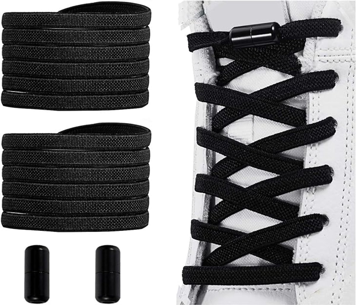 Elastische Schoenveters met Metalen Draaisluiting - Zonder Strikken - Comfortabele Elastische Veters voor Kinderen, Volwassenen & Senioren - Instap Schoenen Systeem