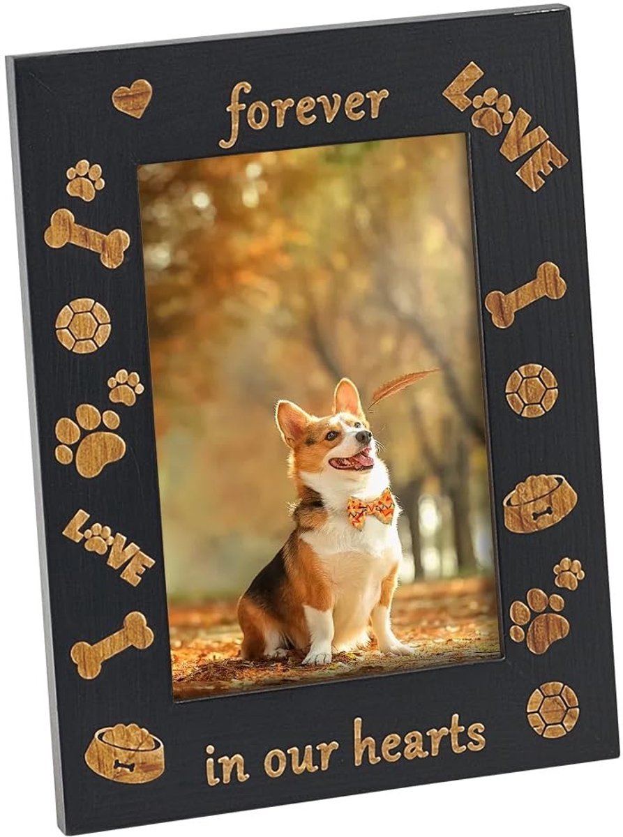 Dailygoody - Hond gedenkteken - Fotolijst voor huisdieren - Houten frame - 15 x 20 cm - Herinneringen aan je hond - Perfect cadeau voor dierenliefhebbers