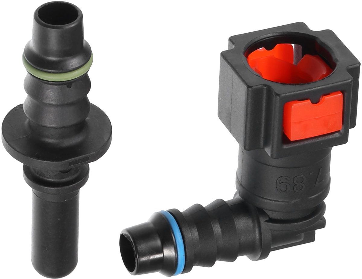 Dailygoody - Brandstofleiding Slang Snelkoppeling - Ontkoppel Connector - 90 Graden - Plastic Rood - Afdichtingsverbinding - Geschikt voor Brandstofle