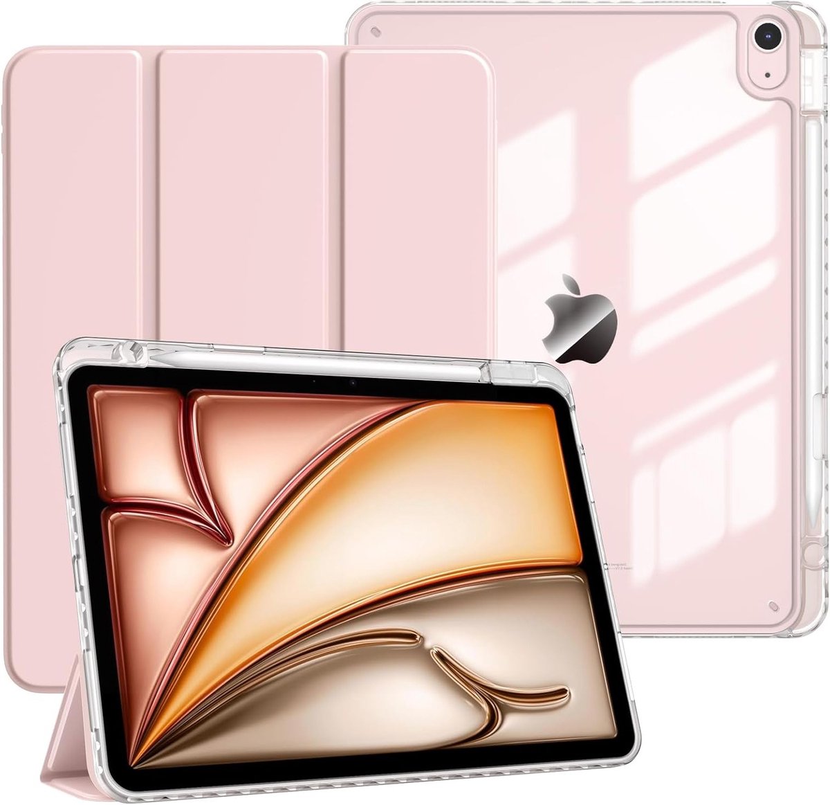 Slimme Beschermcase voor iPad Air 11 Inch met Pencil Houder, Transparante Achterkant en Auto Wake Functie, Geschikt voor iPad Air 5e/4e Generatie 10.9 Inch