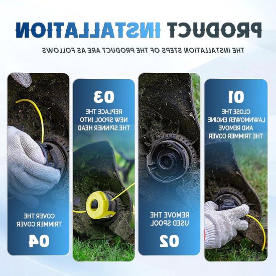 Set van 4 Vervangende Draadspoelen voor Trimmers, Compatibel met Diverse Modellen, Ø 1.2 mm, Lengte 8.4 m, Ideaal voor Tuinonderhoud en Grasmaaien — afbeelding 4