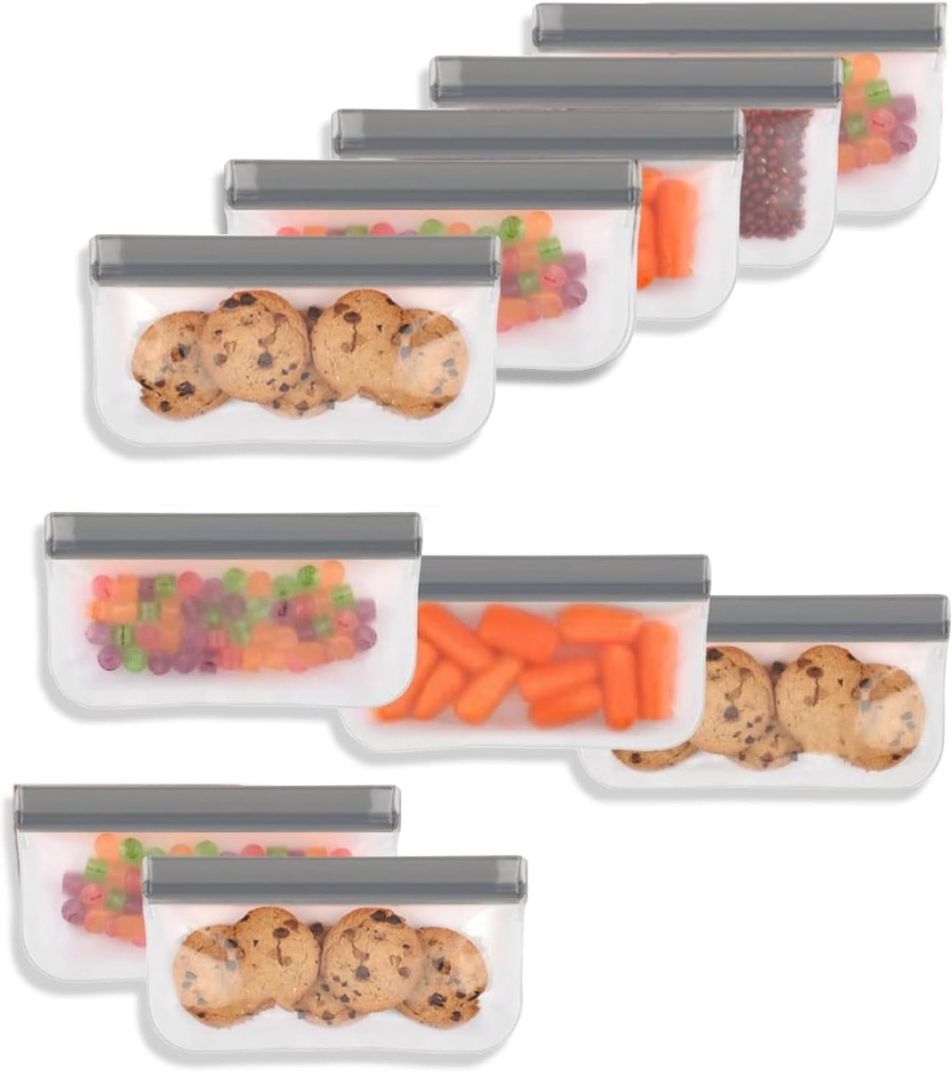 10 Herbruikbare Diepvrieszakken voor Snacks en Lunch - Vacuüm & Lekdicht