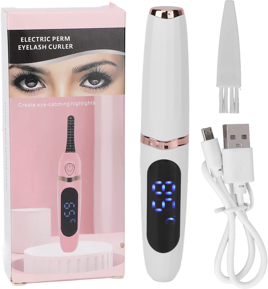 Dailygoods - Verwarmde Wimperkruller - Elektrische Wimperkruller - Intelligente Temperatuurregeling - Wit - USB-oplaadbaar - Perfect voor elke gelegen