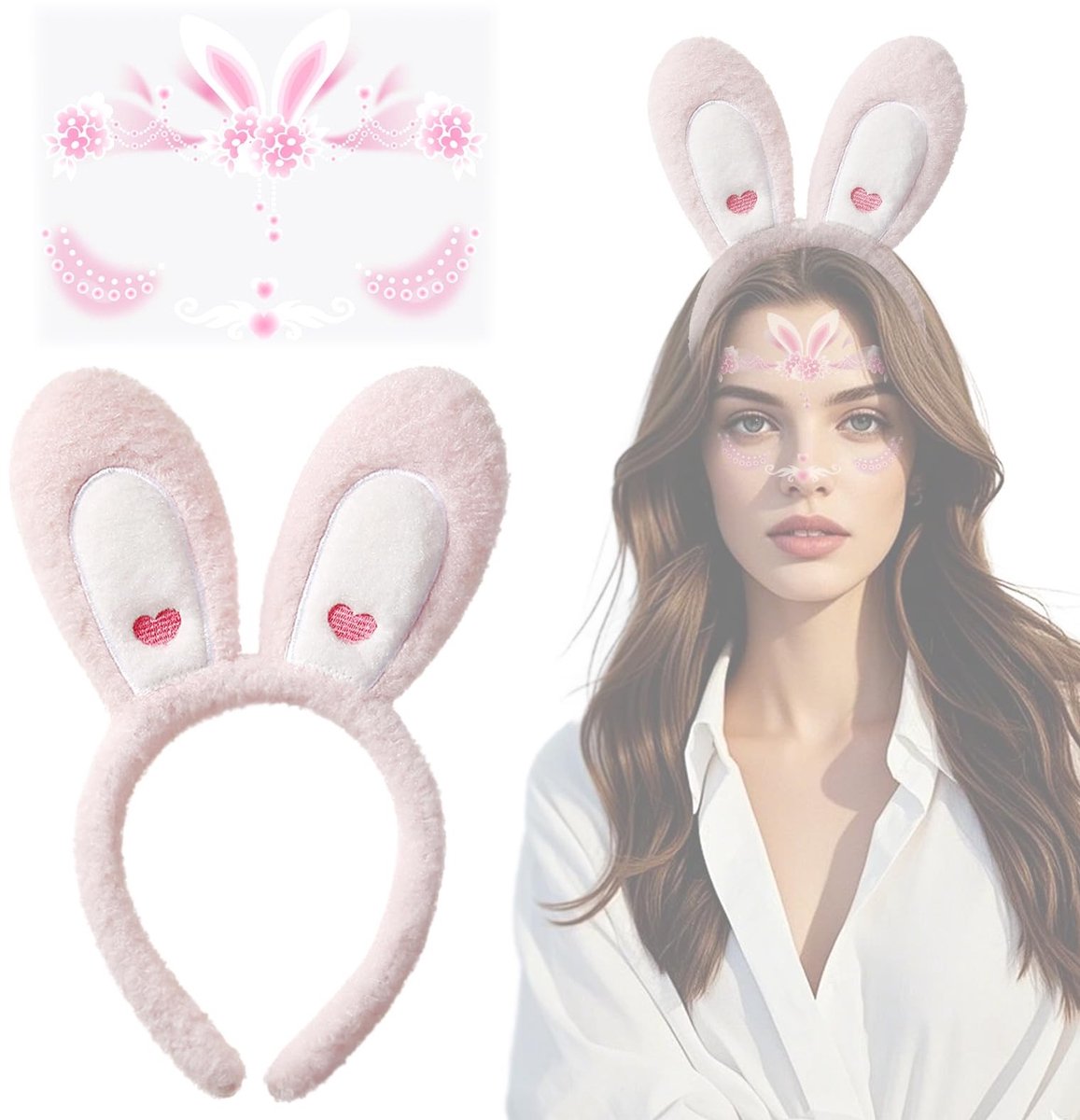 Dailygoods - Roze Hazenoren Haarband voor Feest en Cosplay