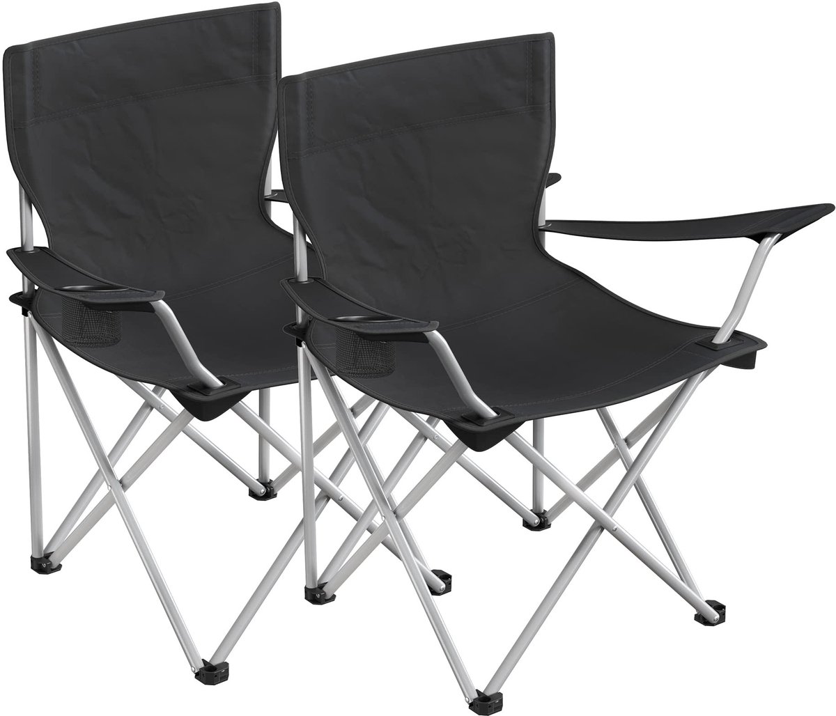 Dailygoods - Dailygoody - Campingstoelen - Set van 2 - Klapstoelen met armleuningen - Zwart - Draagvermogen tot 120 kg - Ideaal voor buitenactiviteiten - Perfect v.