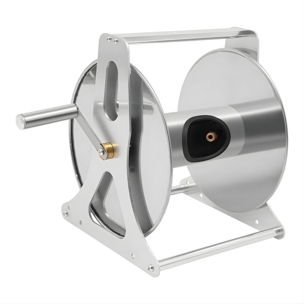 Roestvrijstalen Tuinslanghaspel – Aluminiumlegering & Messing – Waterslang Opbergsysteem – Vrijstaand & Wandmontage – Voor Tuinbewatering & Irrigatie – Zilver