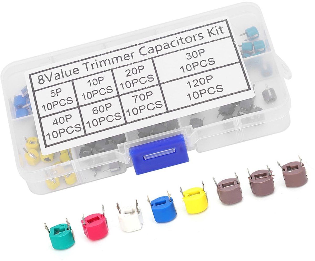 Dailygoods - Dailygoody - 6mm Trimmer Capacitor Kit - 80 Stuks 5pF tot 120pF Variabele Capacitors voor DIY Elektronica