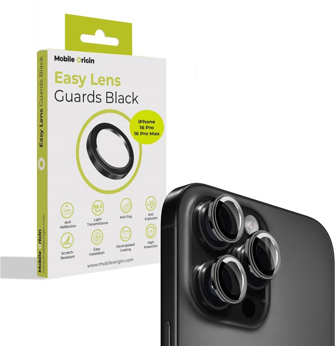 Mobile Origin Easy Lens Guards Voor Iphone 16 Pro 16 Pro Max Camerabescherming