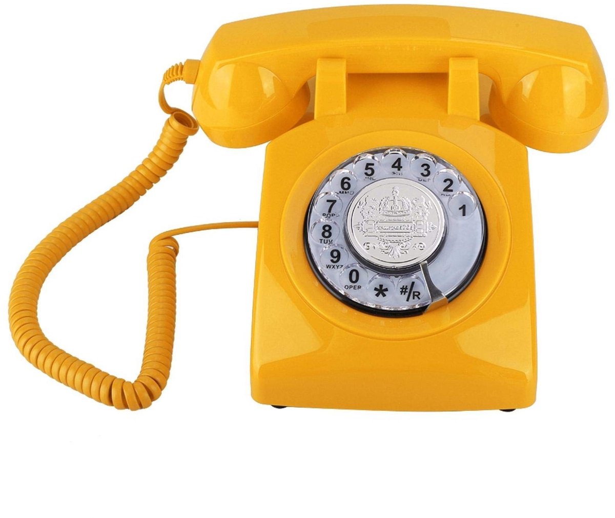 Dailygoods - Dailygoody - Retro Phone - Vintage Telefoon - Analoge Telefoon - Geel - Klassiek Design - Geschikt voor Thuis en Kantoor