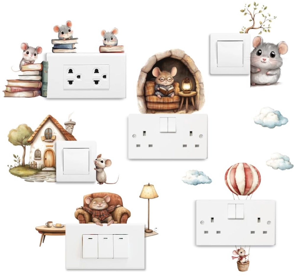 Dailygoods - 6 Stuks Lichtschakelaar Platen Stickers met Cartoon Ontwerp