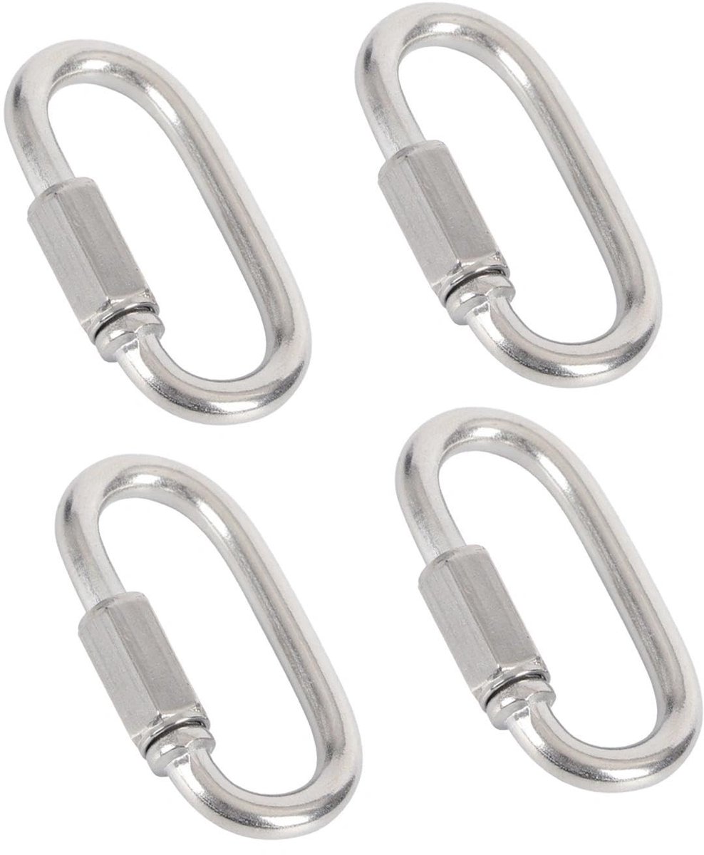 Dailygoods - 4 Stuks Roestvrij Stalen Veiligheidskarabiners met Snelsluiting
