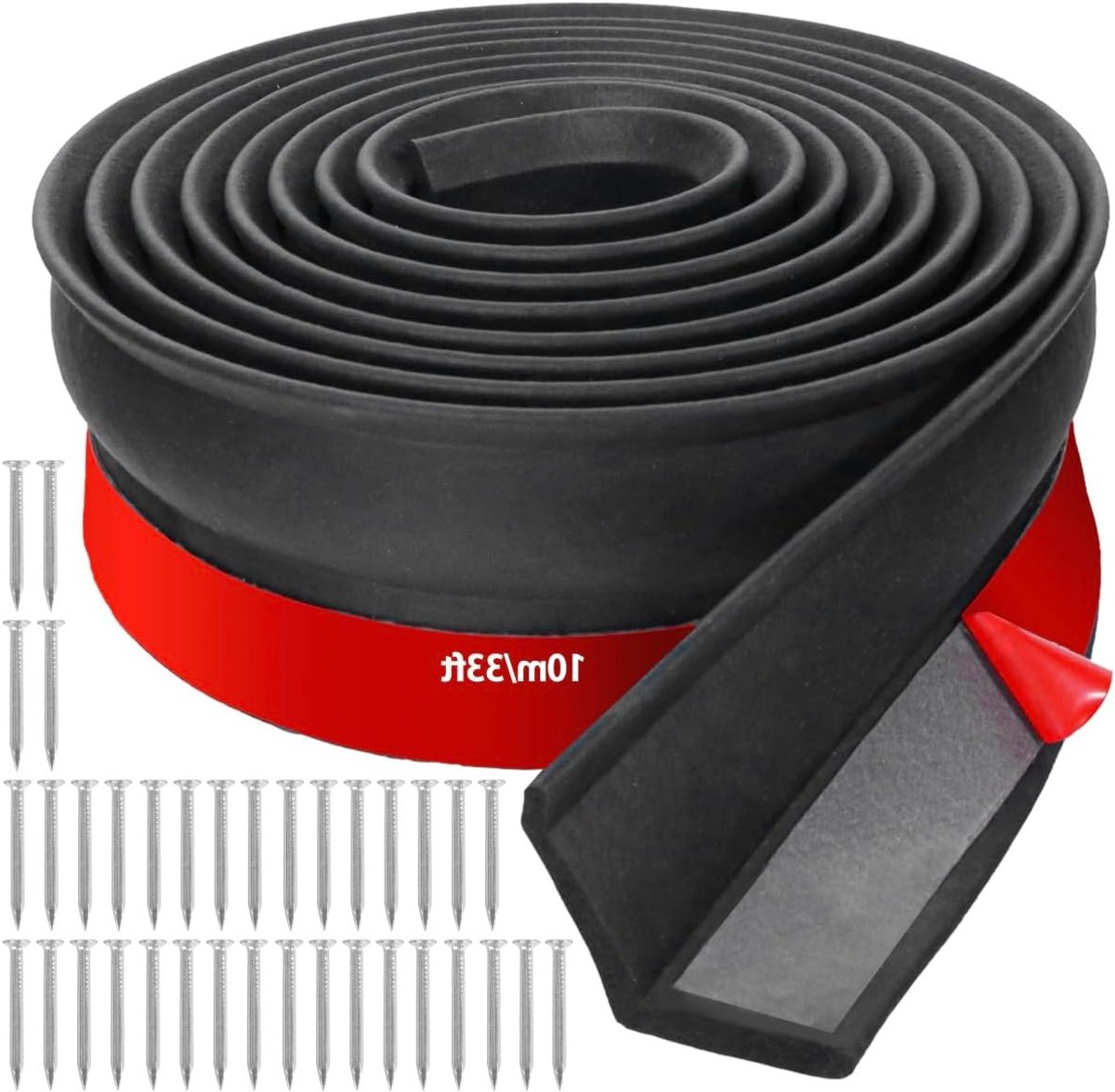 Isolatie voor Garagedeuren, 10 Meter, Universele Rubber Dorpel met Spijkers, Energie-efficiëntie, Geluidsdemping, Weerbestendig