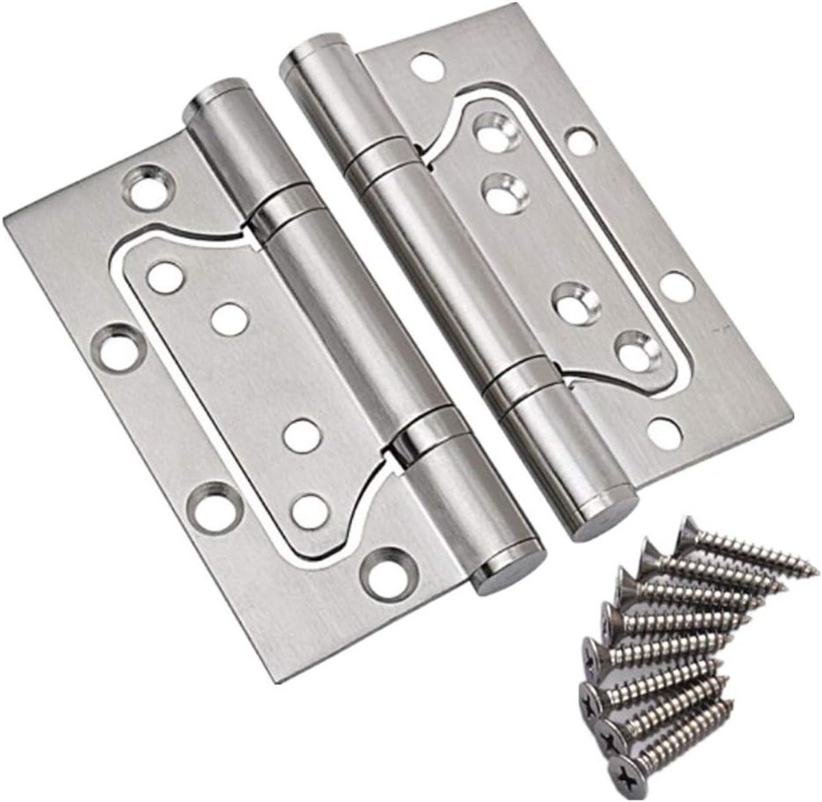 Set van 2 RVS Onzichtbare Deurhengsels 10.2 cm - Geluidsarm, Roestvrij en Plat Ontwerp voor Stille Deuren