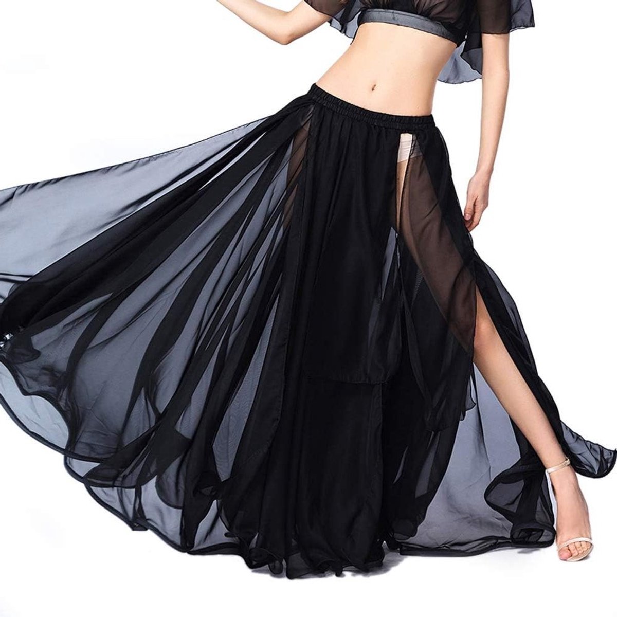 Belly Dance Rok voor Vrouwen en Meisjes met Split - Chiffon Dansrok voor Training en Optredens, Perfecte Belly Dance Outfit en Kostuum