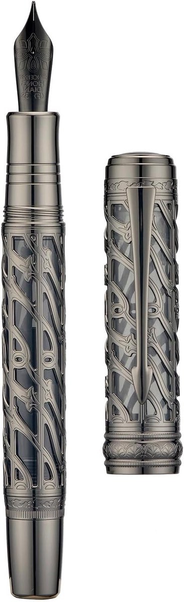 Piston Vulpen met Fijne Zachte Nib, Zwart Hollow Skeleton Design en Houten Etui Set voor Schrijven