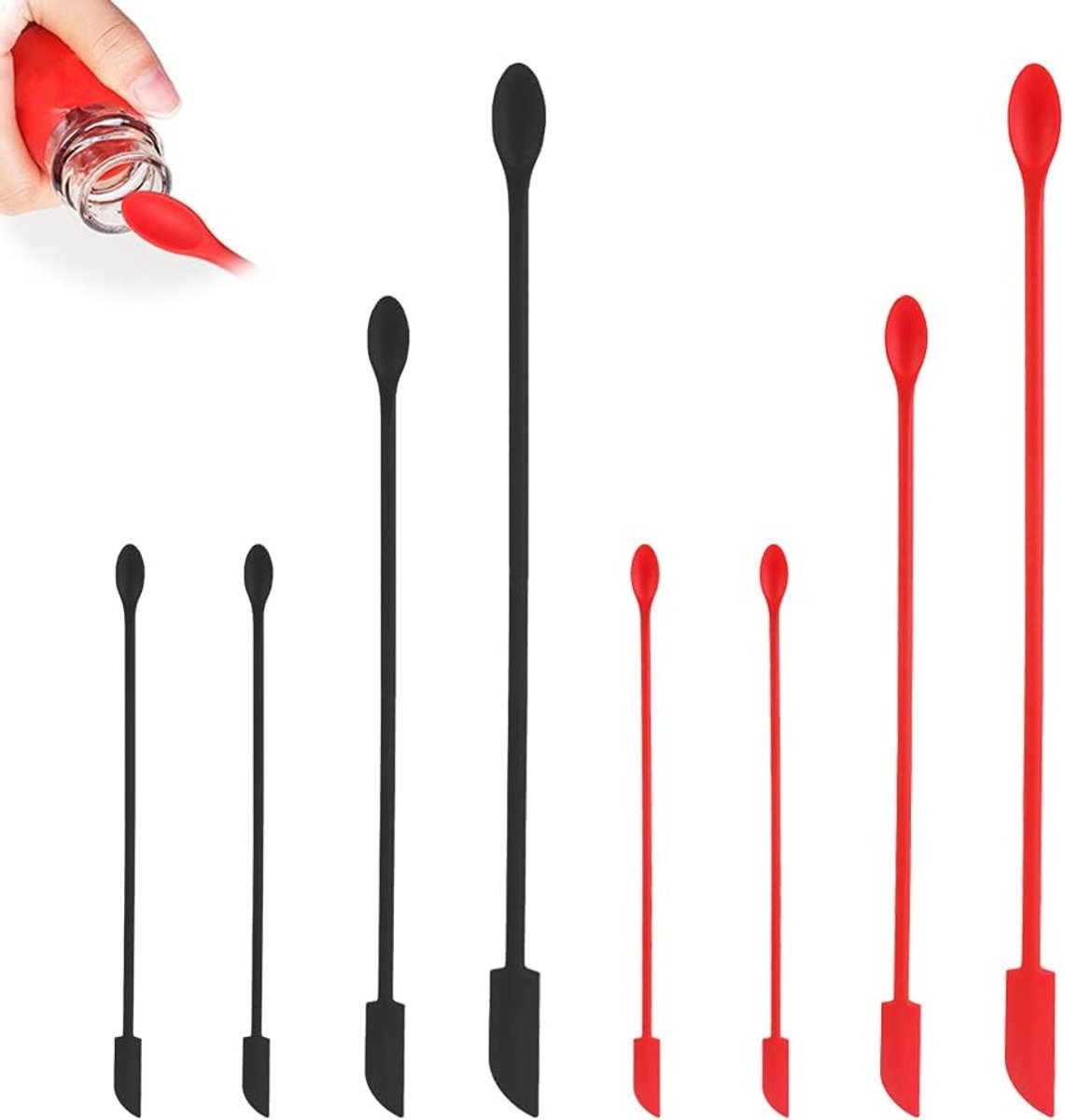 Mini Spatulas voor Makeup en Cosmetica - 8 Stuks Silicone Schabers, Herbruikbare Kleine Spatula's voor Lotion, Fles Schraper voor Keuken en Schoonheid