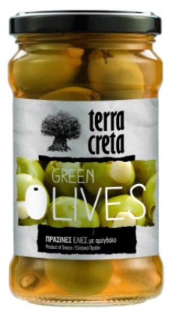 Terra Creta Groene Olijven met Amandelen 160 g – Uniek & Puur