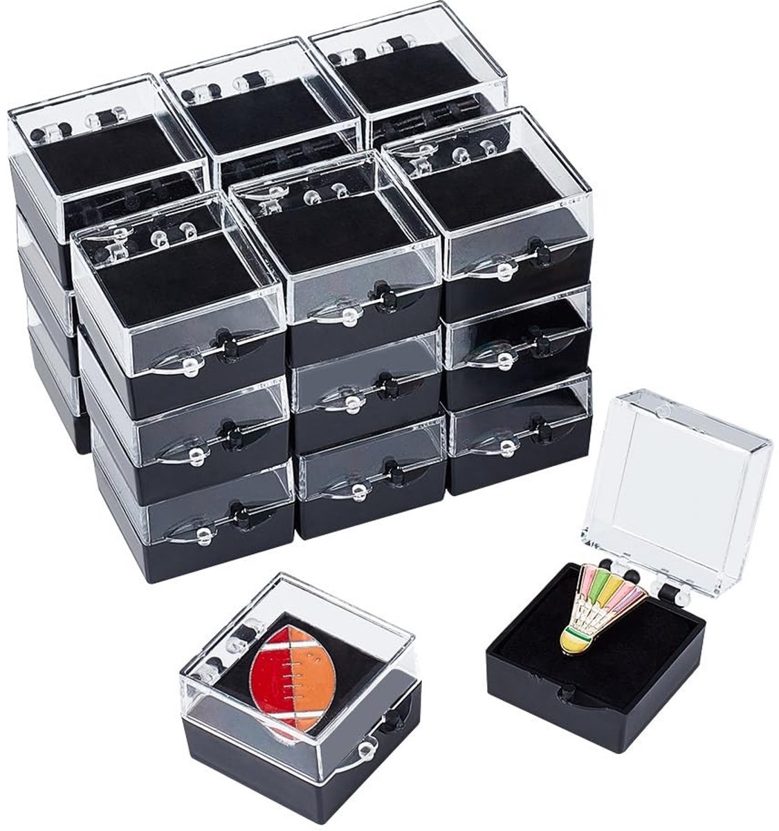 Dailygoody - Geschenkdose - Display doos mini sieraden - Zwarte vierkante houder - Sieraden opbergdoos - Perfect voor pinnen en edelstenen - Compact e