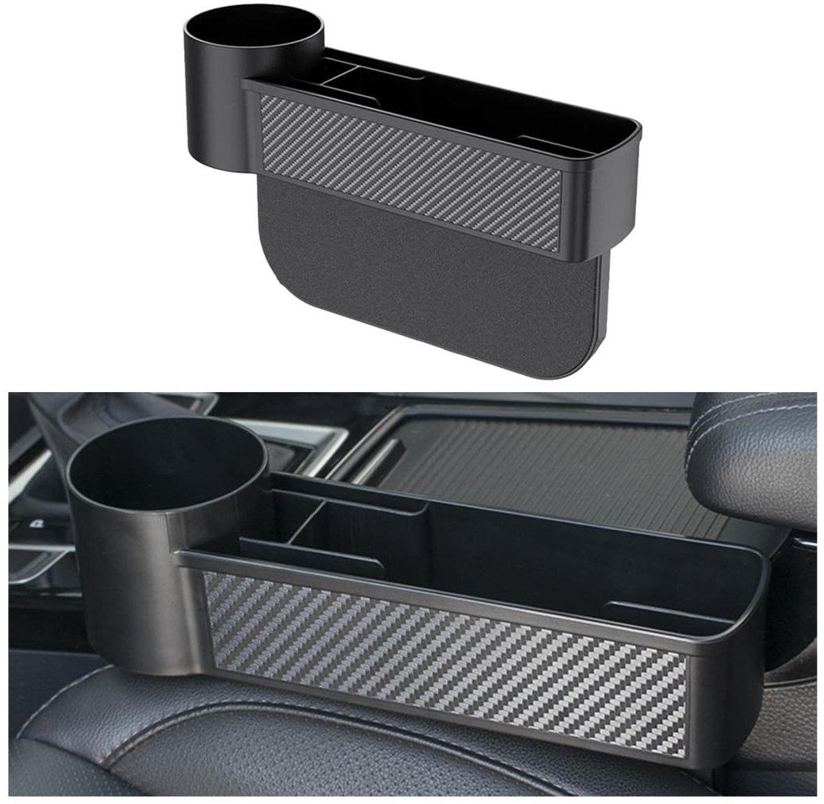 Dailygoody - Zijvak autoconsole - Organizer voor voorstoel - Bekerhouder - Zwart - Auto-accessoires - Multifunctioneel - Geschikt voor alle voertuigen