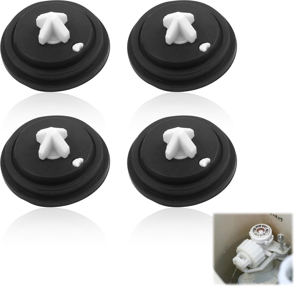 Dailygoody - Spülkasten Membraan - Dichtingsmembraan - Onderlegschijven voor toilet - Zwart - Ventil Membraan - 4 stuks voor spoelkasten - Geschikt vo