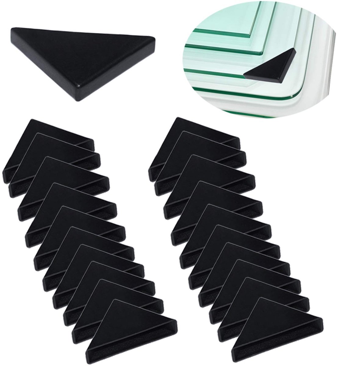 Dailygoody - Hoekbeschermers - Hoekbescherming - Veiligheid voor je meubels - Zwart - Driedubbel gehoekte beschermers - Voor glazen tafels - 20 stuks