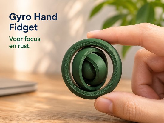 Groene Gyro Hand Fidget, 5 cm, voor focus en rust.