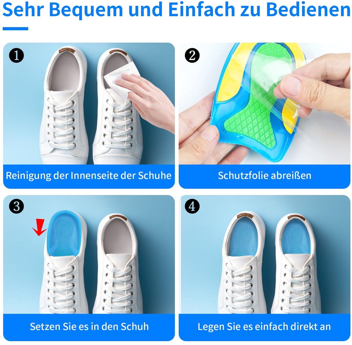 Dailygoody - Hielkussen Inlegzolen - Hielbeschermers - Verlicht Hielspoor en Achillespijn - Universeel formaat - Ideaal voor Te Grote Schoenen -