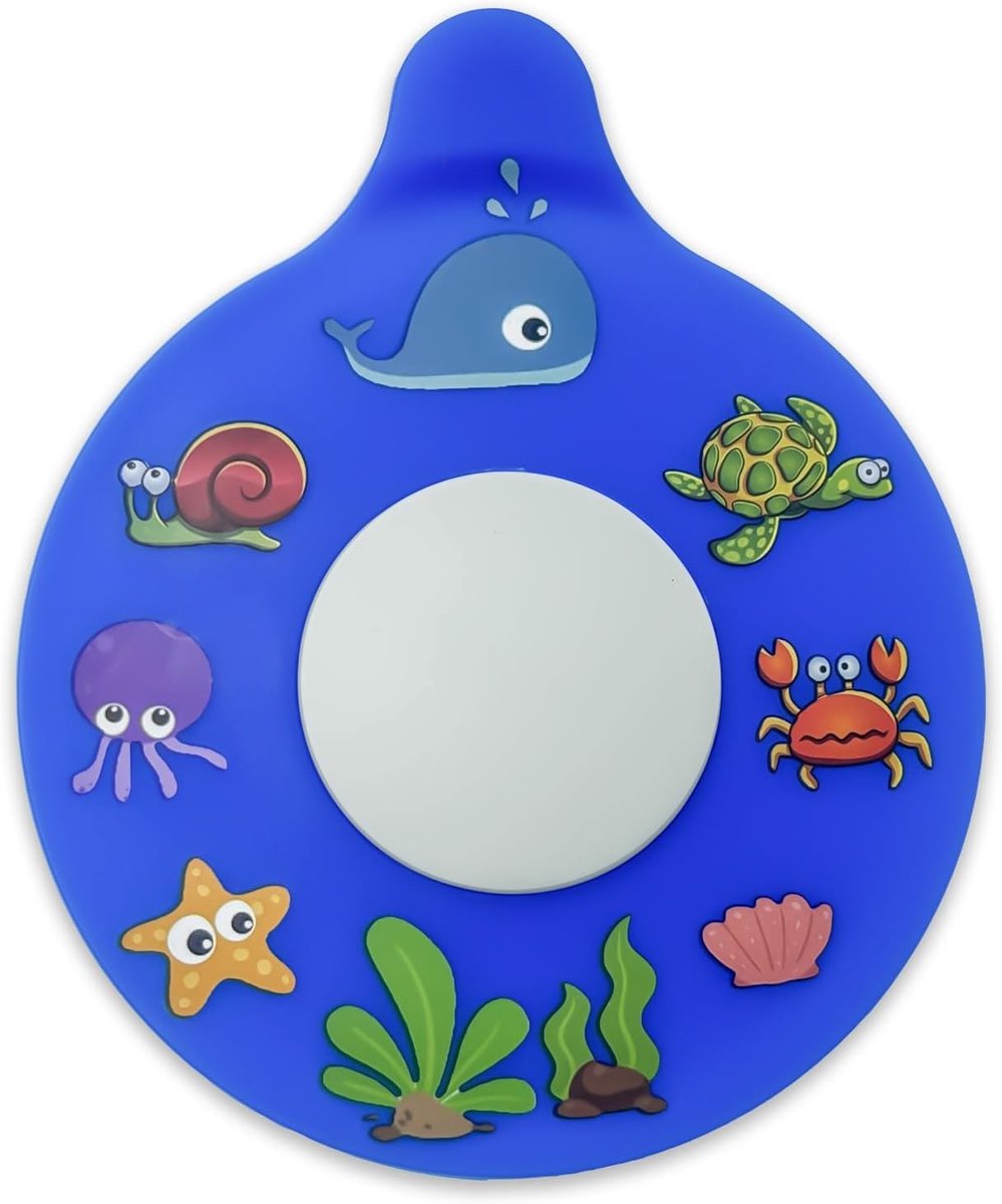 Siliconen Badkuip Afvoerstopper met Strandlandschap Print - Universele Plug Deksel, Mooi Koraalrif Ontwerp - Perfect Cadeau voor Kinderen, Peuters en Baby's (Blauw)