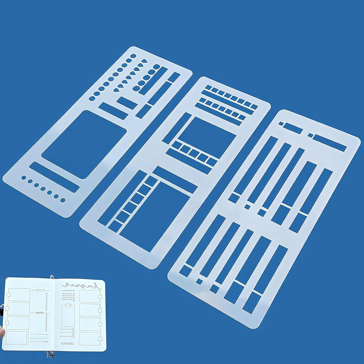 Set van 3 Herbruikbare Flexibele Kalender Sjablonen van Plastic voor Creatieve Projecten, Tekeningen en Planner Ontwerpen voor Scrapbooking en DIY Knutselen