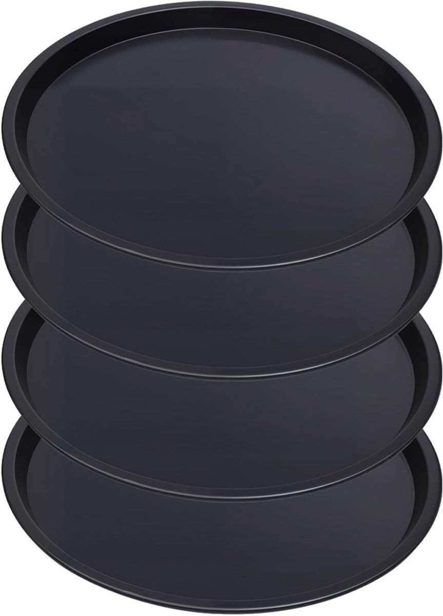 Set van 4 Pizza Schalen met Gaten van 30.5 cm, Antiaanbaklaag, Carbon Staal Bakplaten voor Thuisgebruik en Oven