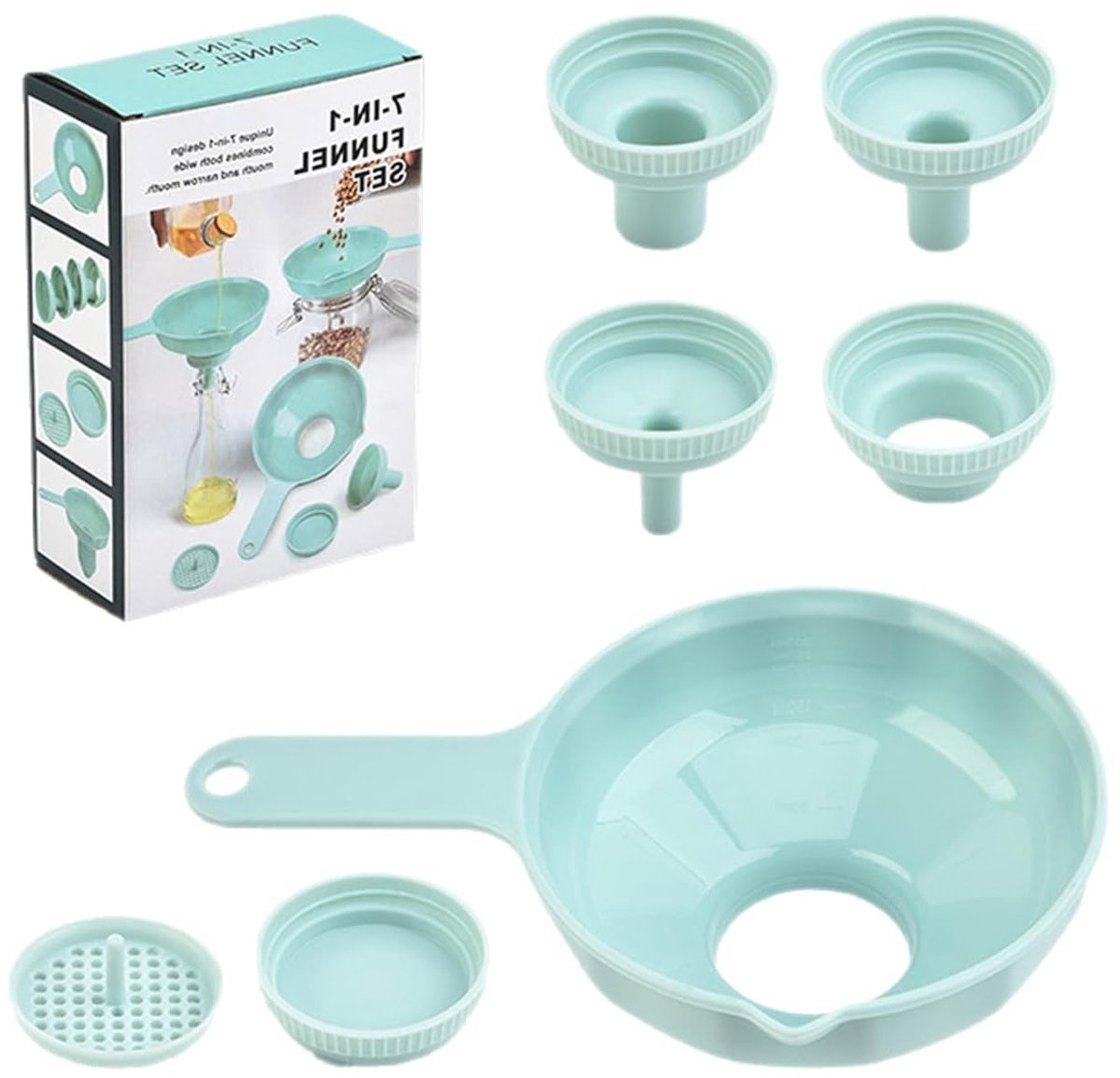 Veelzijdig voedselveilig plastic deksel met brede opening voor koken en opslag, ideaal voor vullen van potten met spuit- en filterfunctie