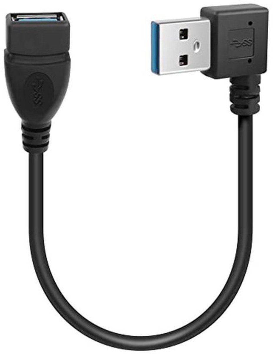Korte USB 3.0 Verlengkabel 0.2 m met 90 Graden Hoek