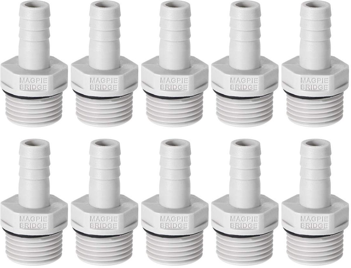 Dailygoods - Dailygoody - PVC Slang Aansluiting 6mm - Slangtule met Weerhaken - Sterke en Corrosiebestendige Verbinding - 10 Stuks - Geschikt voor Lucht en Water -...