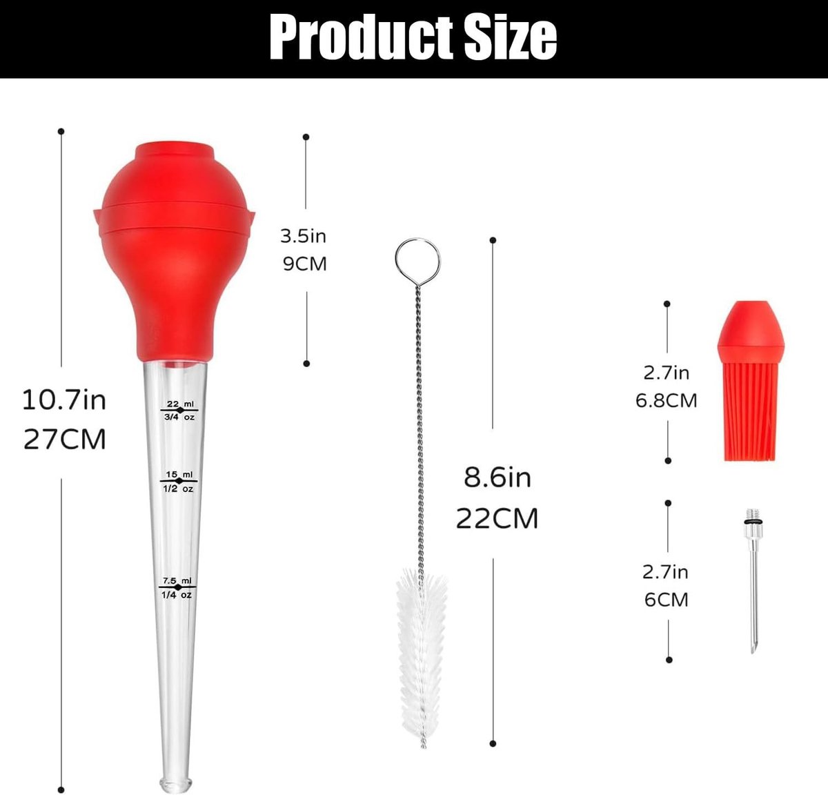 Dailygoods - Dailygoody - Turkije Baster Kit - Vlees Spuit - Perfecte Marinade - 4 Stuks - Krachtige Smaak Injector - Ideaal voor Vleesbereiding