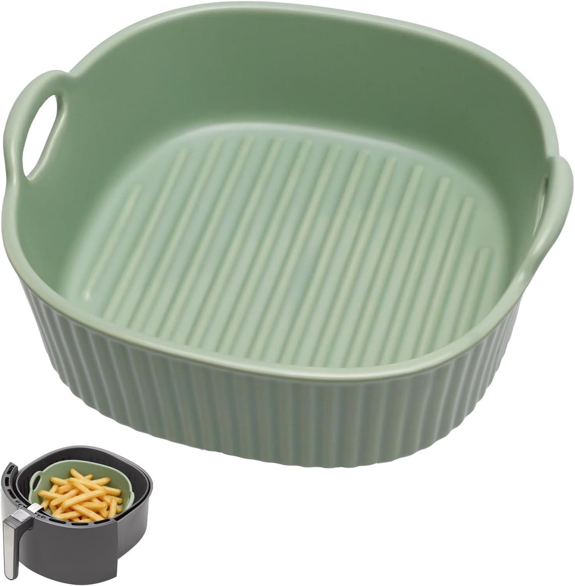 Gekleurde keramische ovenschaal voor heteluchtfriteuse, ideaal voor lasagne, friet en soep bereiden