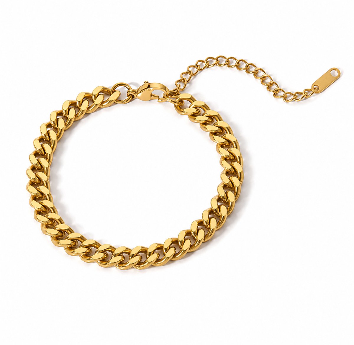 Cristaé Gouden Cuban Link Armband voor Dames & Heren – RVS Schakelarmband 6mm Verstelbaar