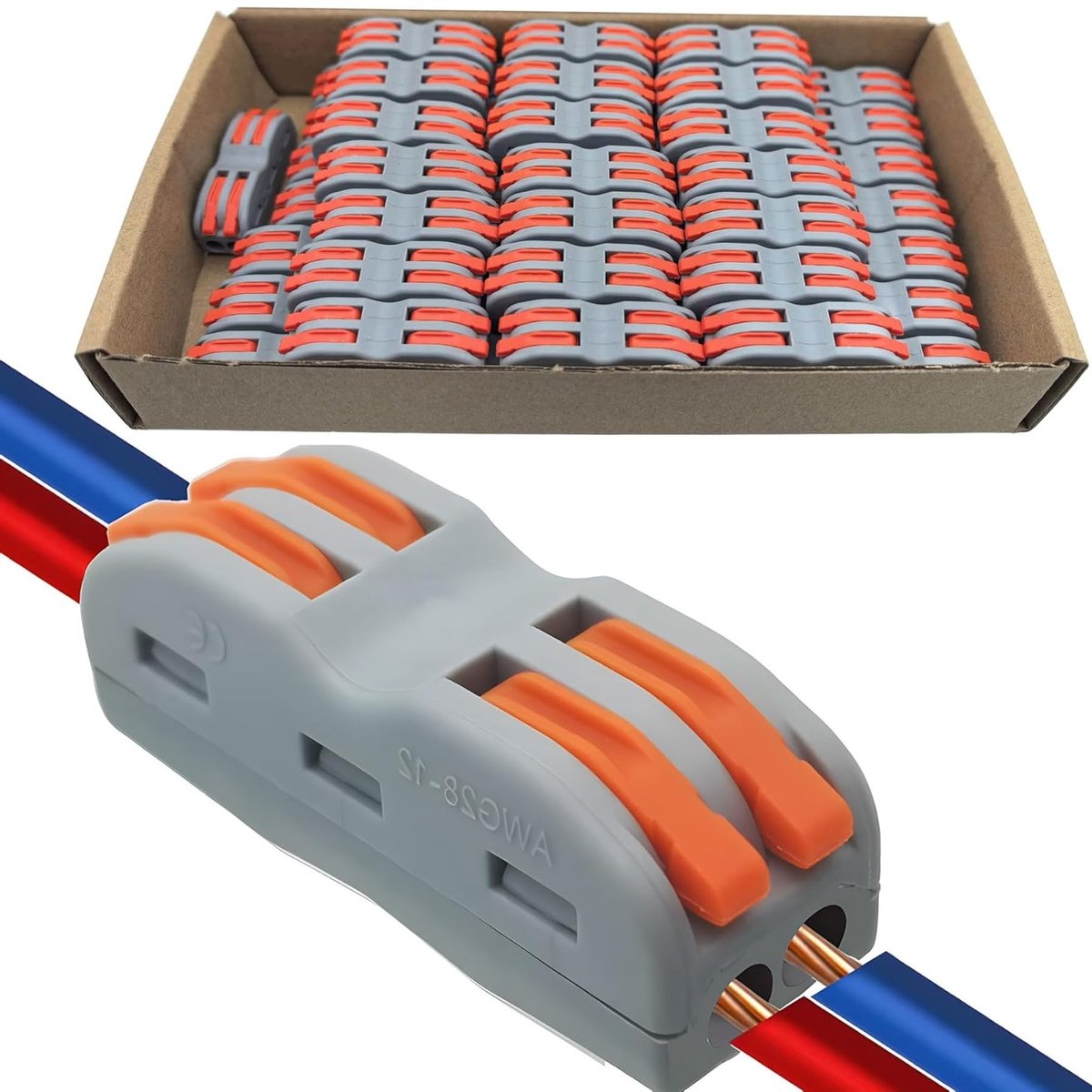 Compacte Snelle Ontkoppelbare Elektrische Connectoren voor Bedrading - 50 Stuks 0.1-2.5mm² / 28-12 AWG, Ideaal voor Klussen en Doe-Het-Zelf Projecten