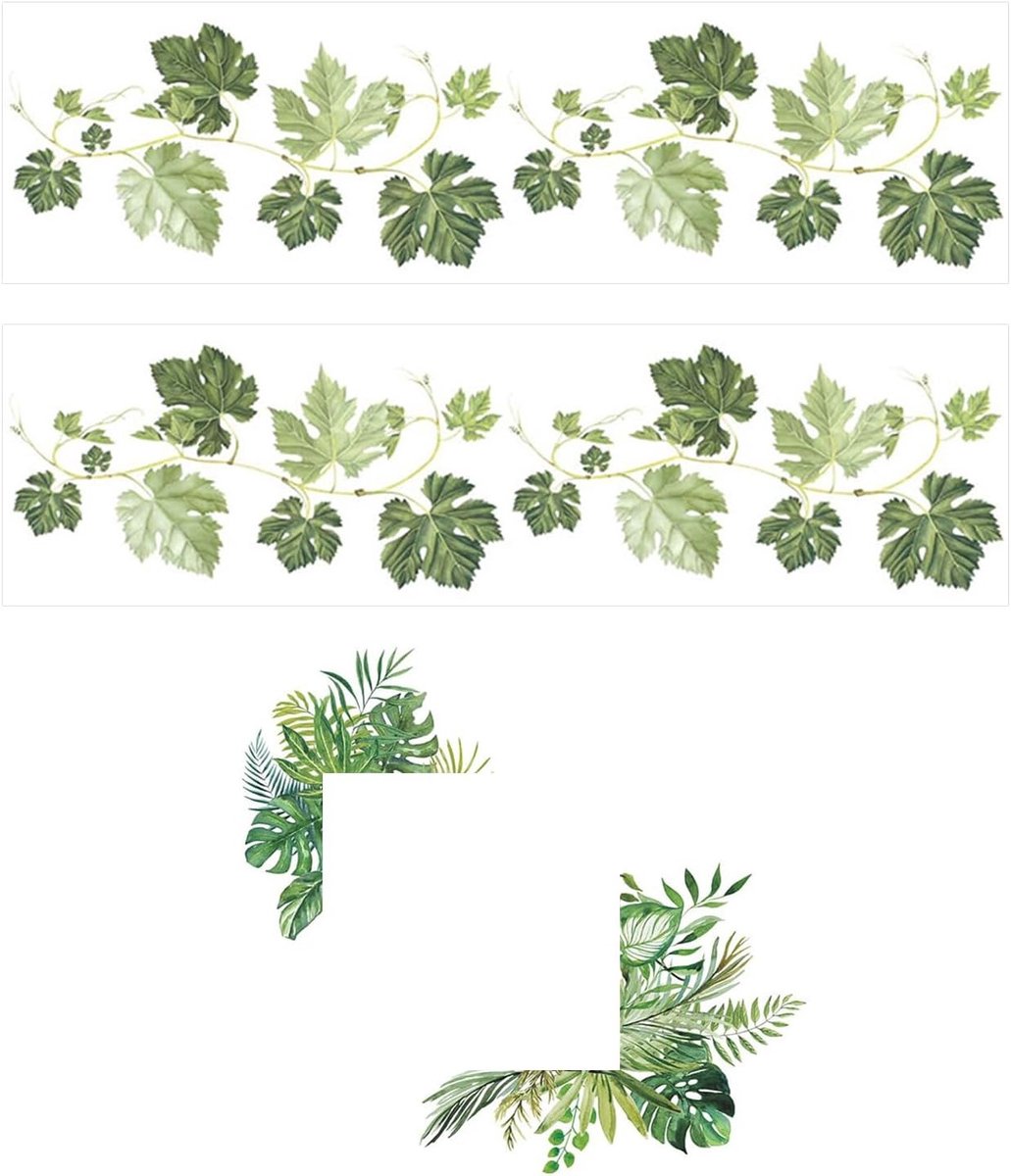 Groene Blad Muurstickers en Plant Schakelaar Sticker voor Keuken en Badkamer Decoratie, Creatieve Wanddecoratie met Spiegelframe Stickers
