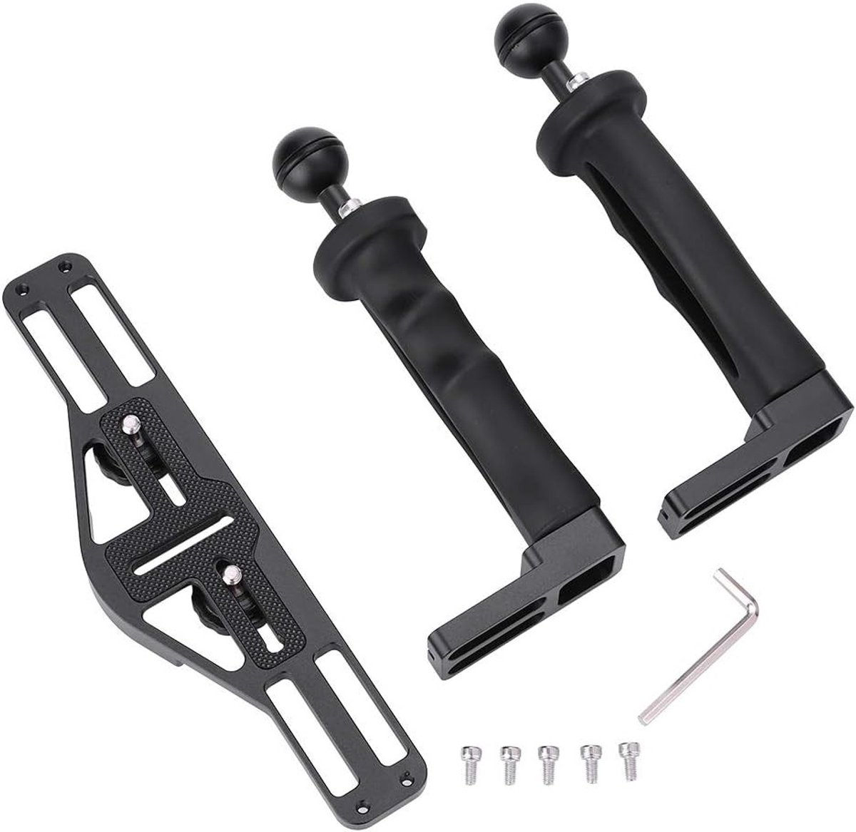 Dubbele Handgrepen Aluminium Bakstabilisator, Onderwaterbehuizing voor Actiecamera's en Duikcamera's met Stevige Beugel