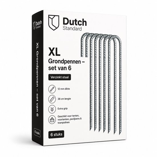 Stormharing Grondpen - XXL - 6 Stuks - Ø12 x 380mm / 40mm - Stalen Staaf - Tentharing van Storm — afbeelding 5