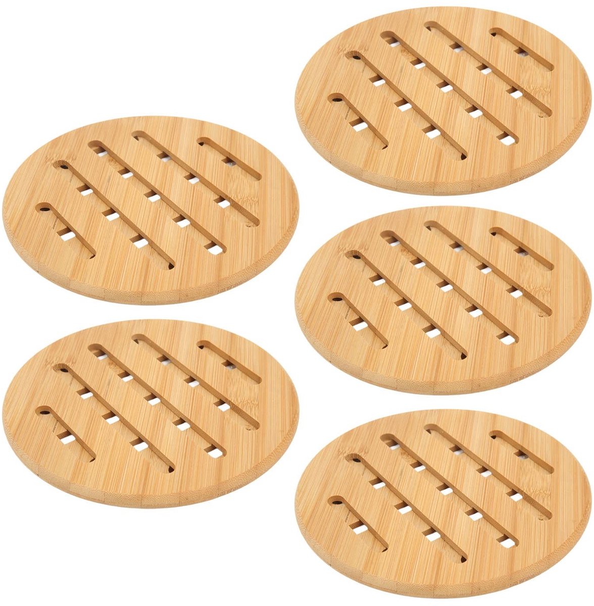 Dailygoods - Set van 5 Bamboe Hot Pads voor Hittebestendige Bescherming