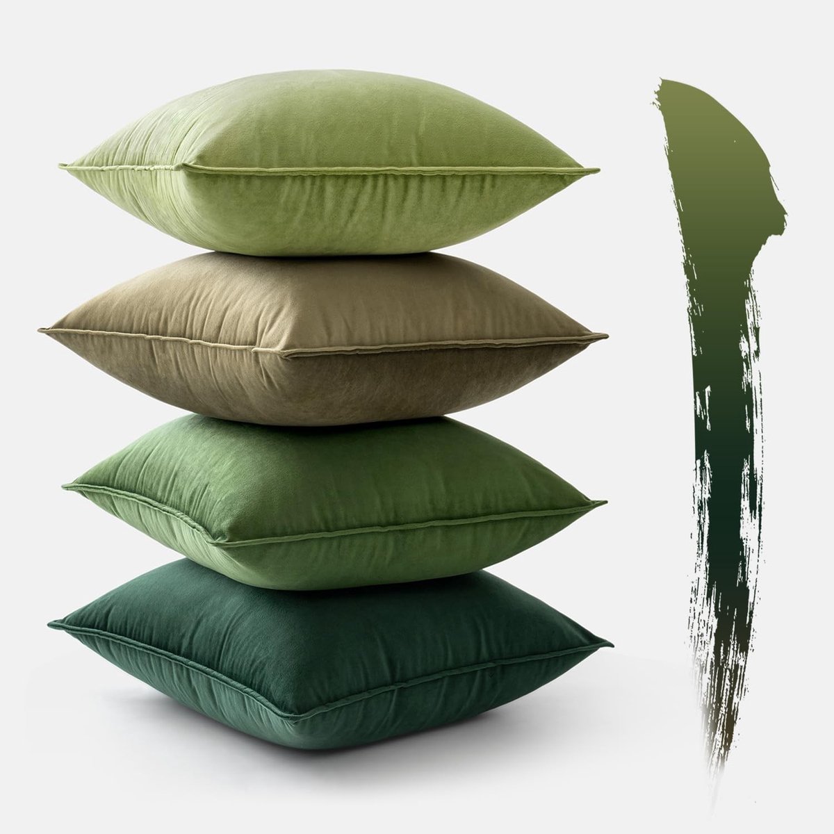 Dailygoods - Dailygoody - Kerstset Kussenslopen - Fluwelen Kussens - 45 x 45 cm - Groen - Decoratieve Kussens - Geschikt voor Woonkamer - 4 Stuks