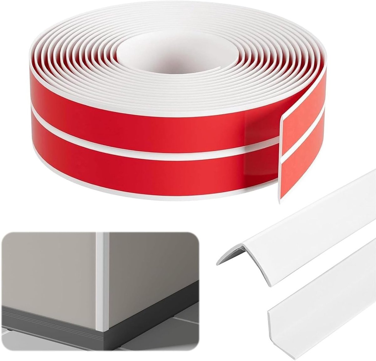 Zelfklevende Hoekprofielen 2cm x 2cm x 4m - Flexibele PVC Randbescherming voor Deuren, Ramen en Muren