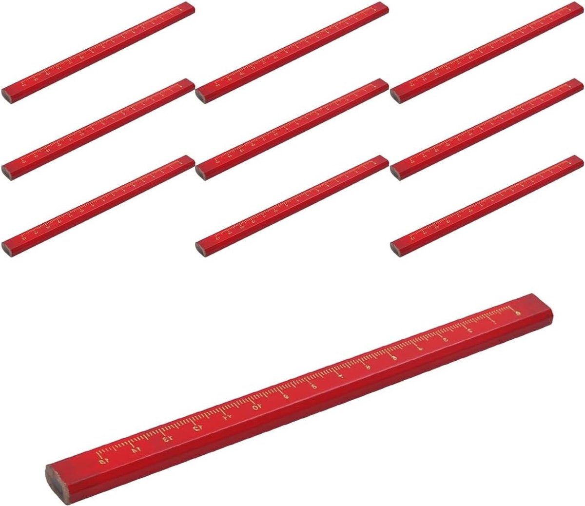 Set van 10 Houten Hamer Pencils voor Hout, Baksteen, Beton en Gyproc - Perfect voor Timmerwerk