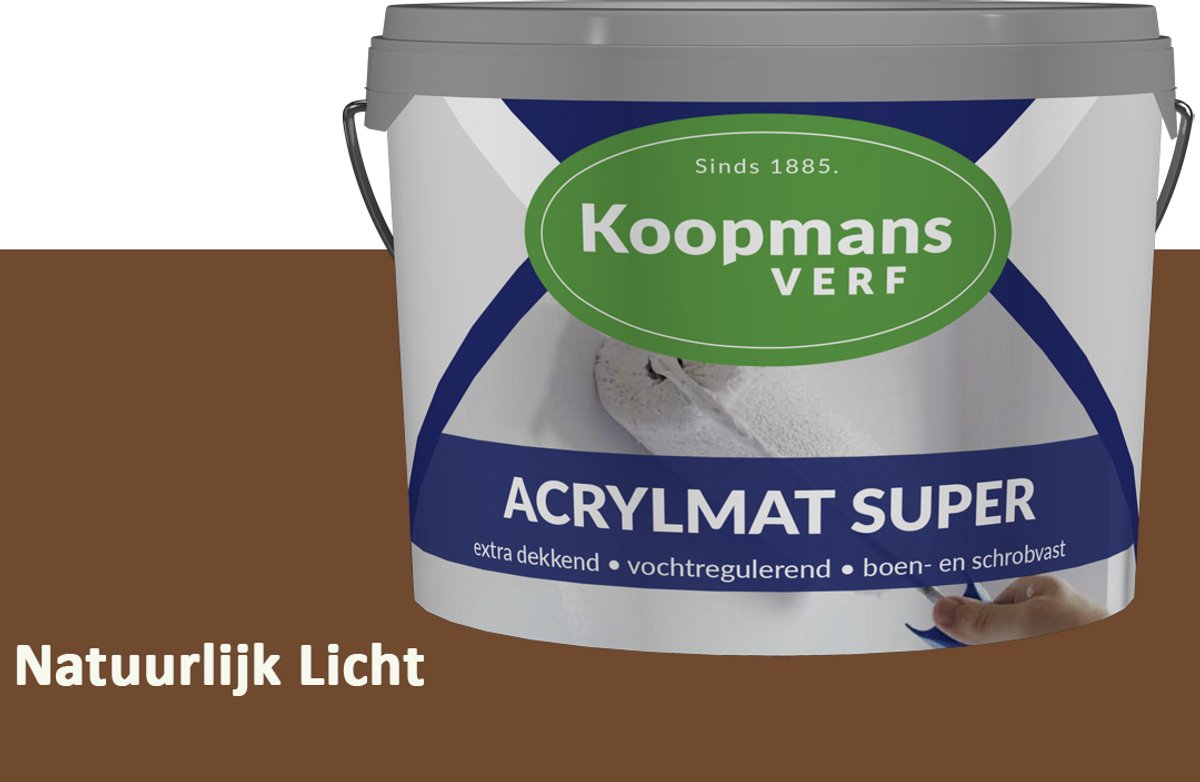 Koopmans Acrylmat Super Matte Muurverf – Professionele Binnenmuurverf en Buitenmuurverf – Reukarm en Afwasbaar – Natuurlijk Licht – 1 liter