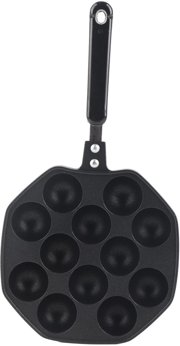 Dailygoods - Dailygoody - Mini Pannenkoek Maker - Takoyaki - Compact ontwerp - Zwart - Voor heerlijke octopusballen - Ideaal voor feestjes - 12 holten